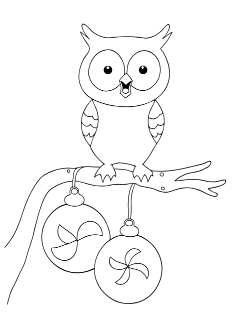 Black-and-white woodland Christmas coloring page 6