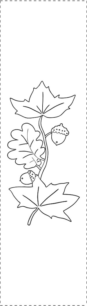 Printable coloring bookmark with Autumn leaves