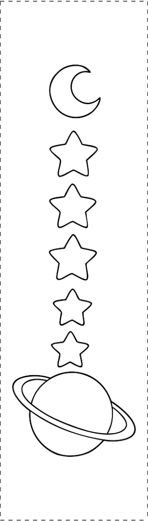 Printable coloring bookmark with Starry sky