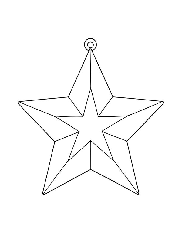 Black-and-white coloring page of star ornament