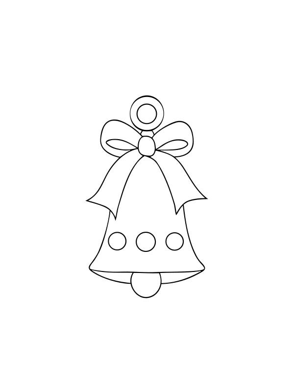 AI-generated black-and-white coloring page of bell ornament with a bow