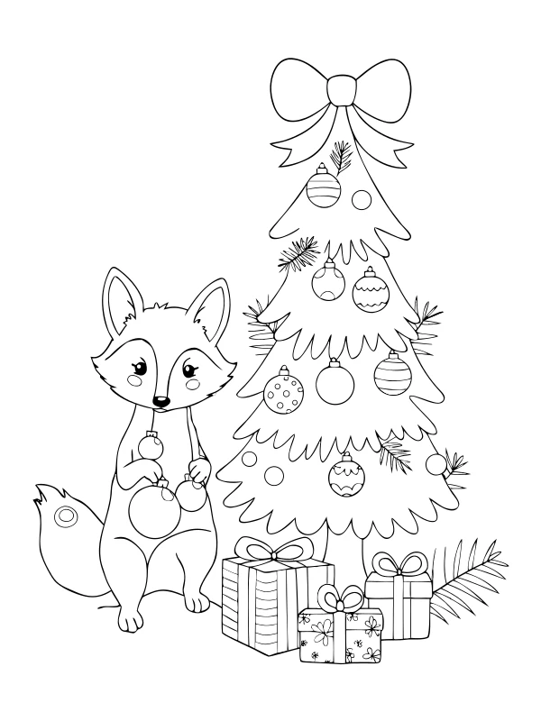 AI-generated christmas forest coloring page