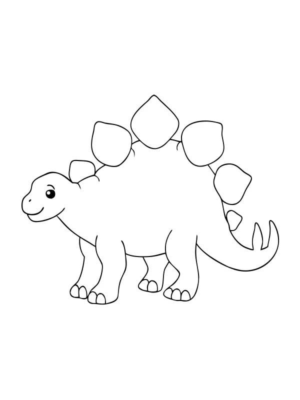 Black-and-white coloring page of a stegosaurus